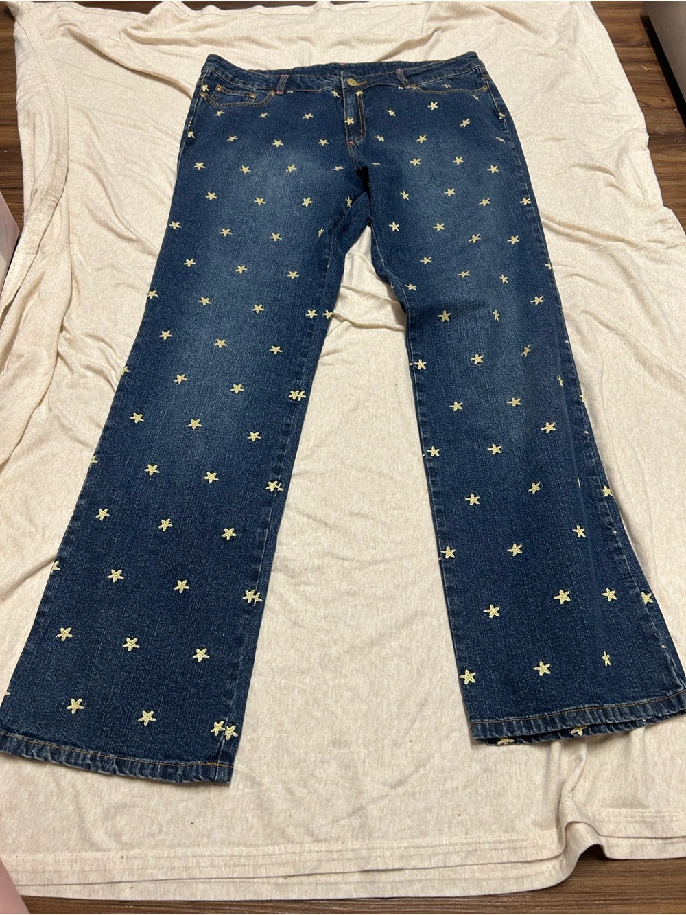 Vintage Y2K White Label Lilly Pulitzer Embroidered Starfish Jeans Dark Wash